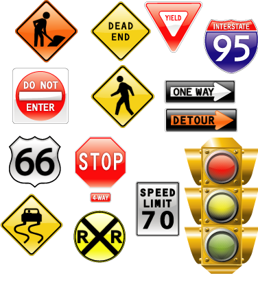 vector_road_signs_and_traffic_light