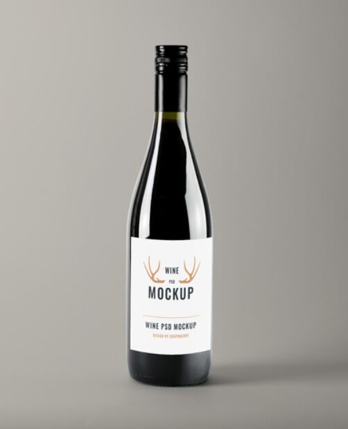 Realistic Wine Bottle PSD Mockup
