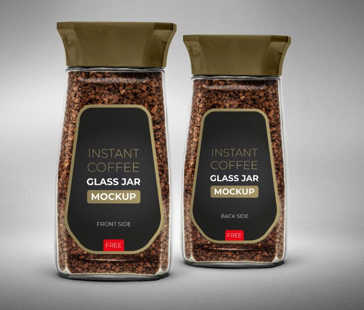 Instant Coffee Glass Jar Mockup