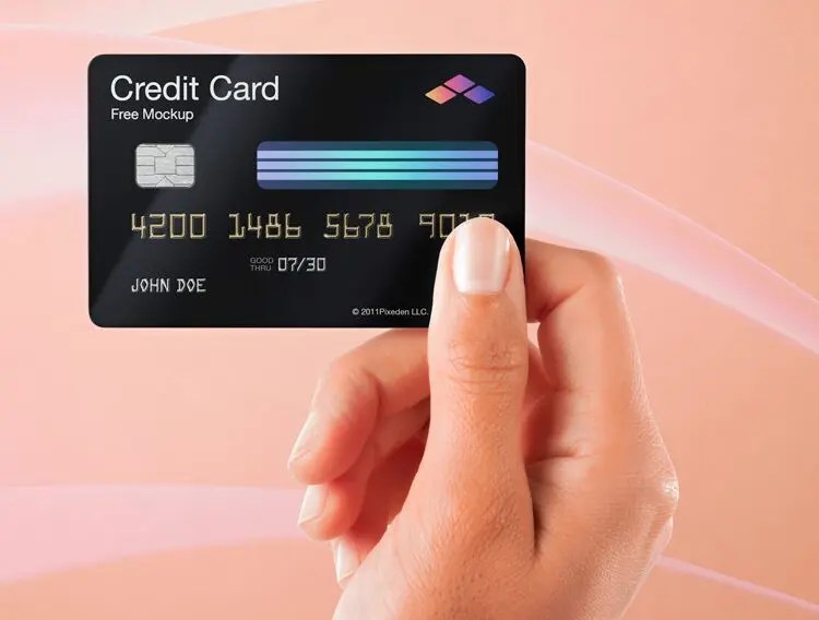 Hand Holding Psd Credit Card Mockup