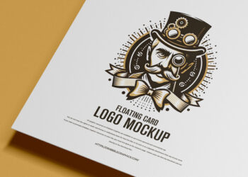 Free Floating Card Logo Mockup