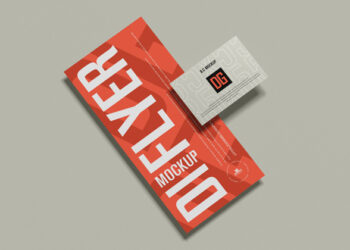 Free Dl Flyer with Business Card Mockup