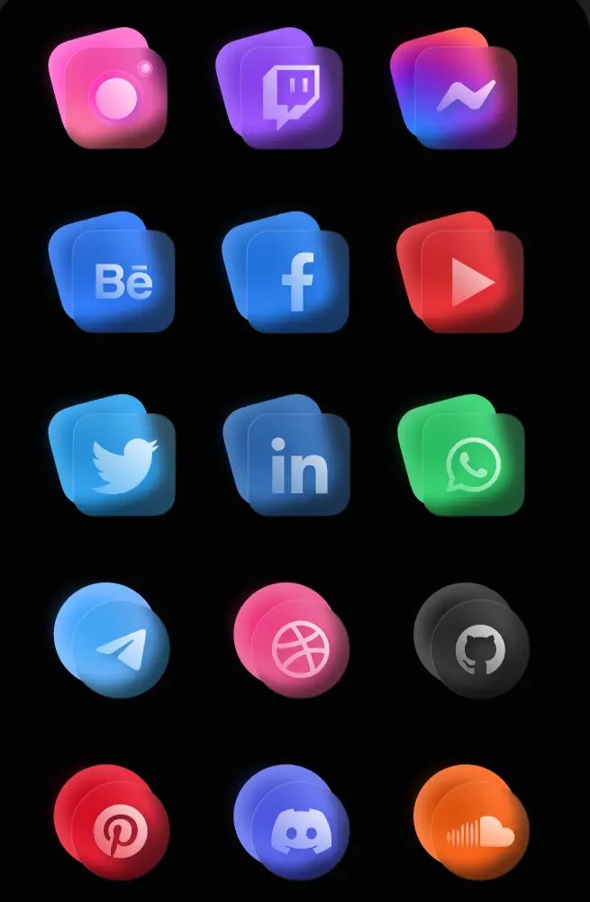 Social Icon with Glass Effect