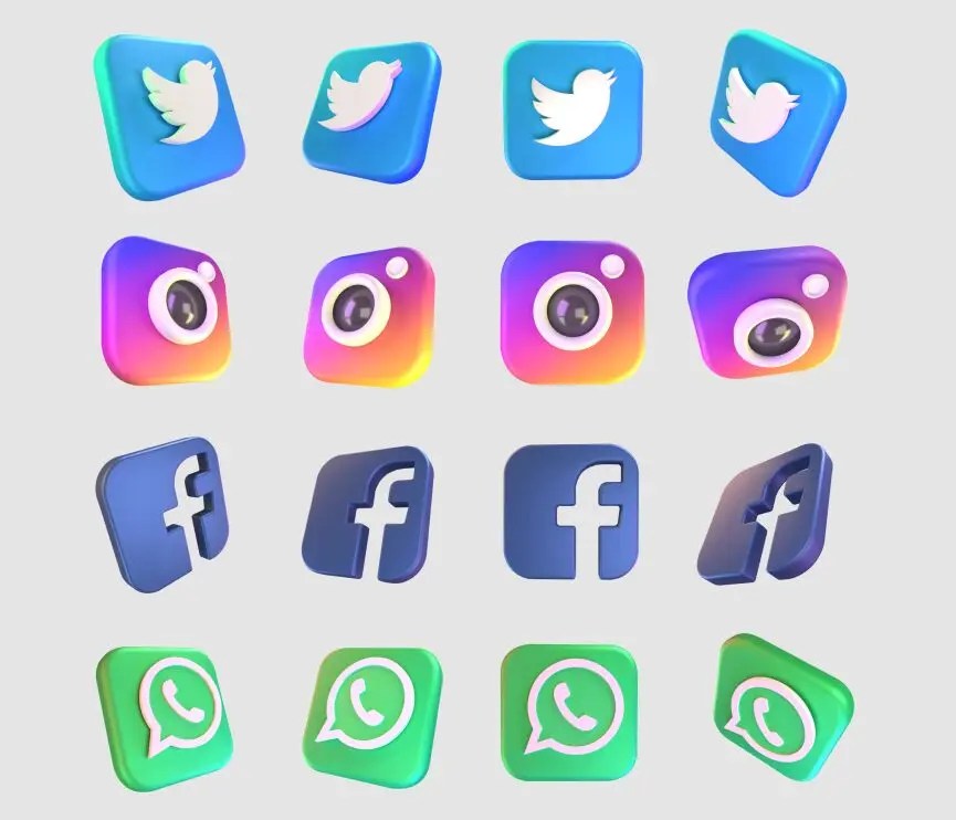 3D Floating Social Media Icons