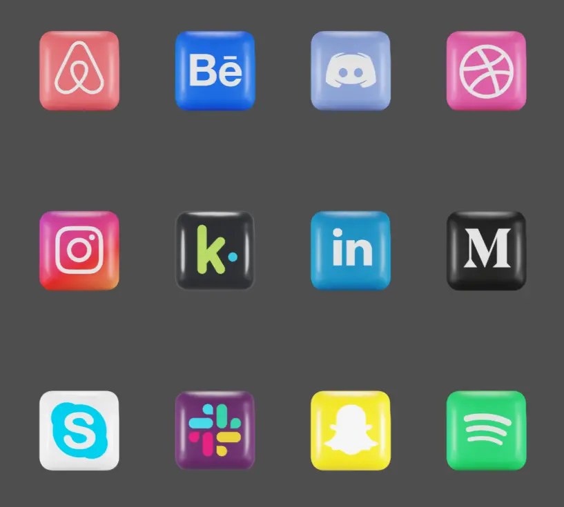 Free Social Media 3D Icons