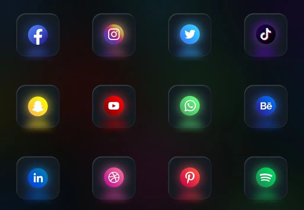 16 Neon Social Icons Figma