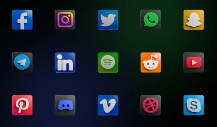 3D Social Media Icons