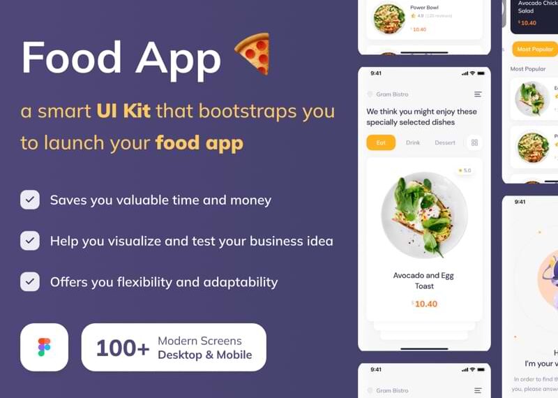 Food App Figma Design + UI Kit