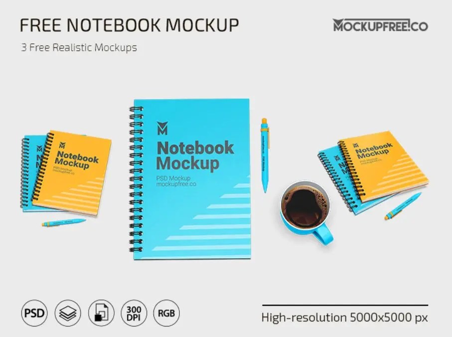 3 Free Notebook Mock-ups