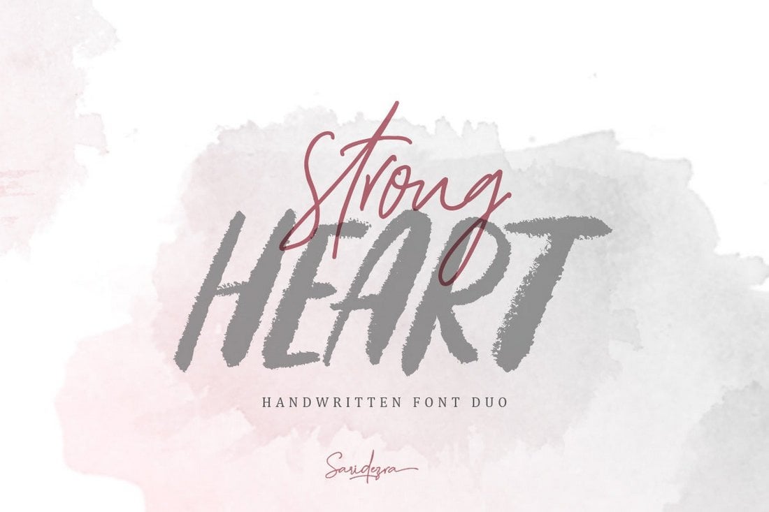 Strong Heart - Kostenlose handgeschriebene Schriftart Duo