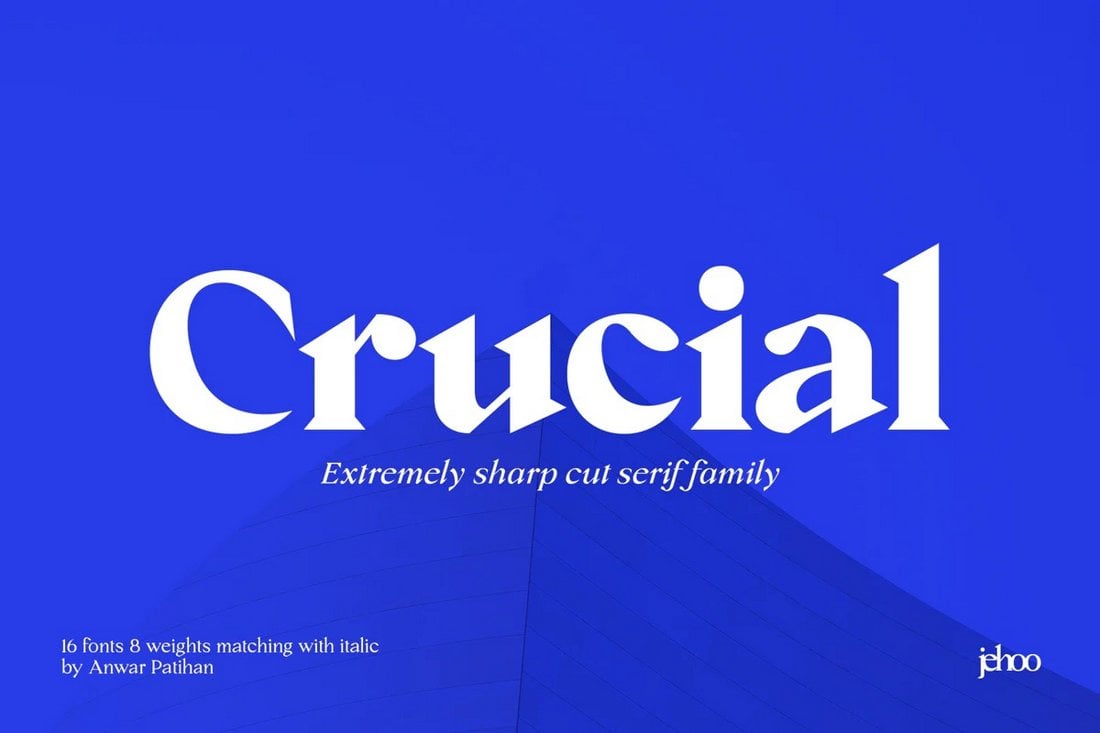 Crucial - Kostenlose scharfe Serifenschriftart