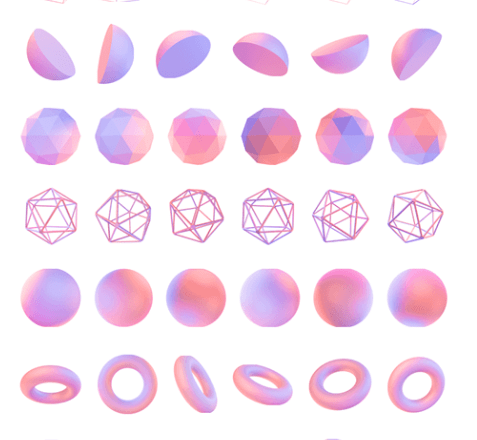 144 3D Geometric Shapes