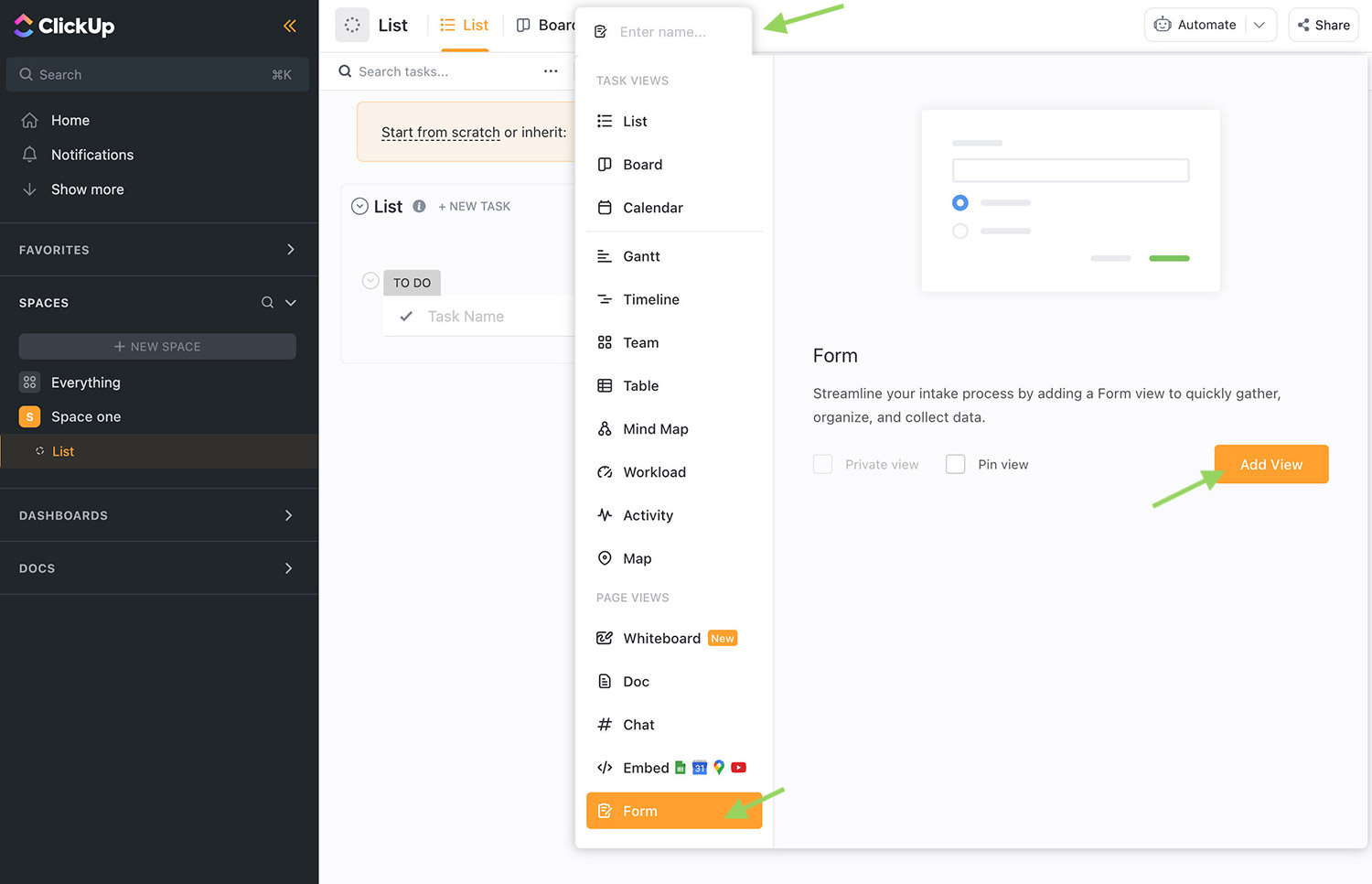 Formular in ClickUp erstellen