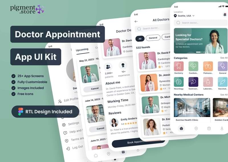 Free UI Kit for Doctor Appointment Mobile App