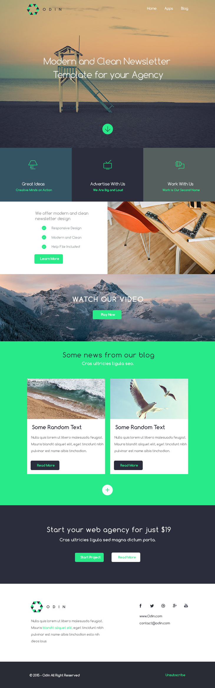 Odin Newsletter PSD Template