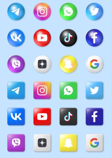 3d social media icons