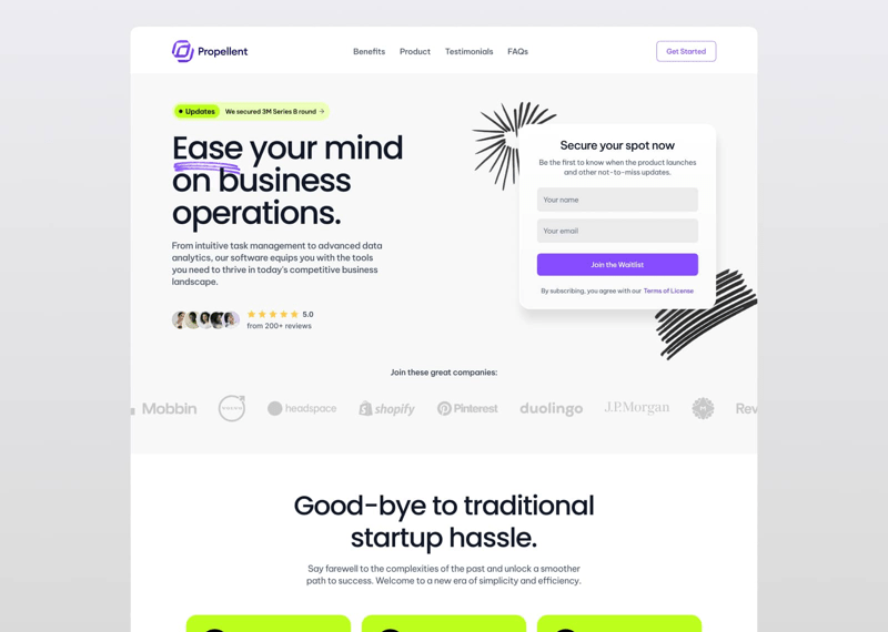 Free One-Page Framer Template Propellent