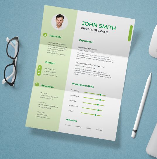 Kostenlose CV-Lebenslaufvorlagen und Mockup-PSD herunterladen