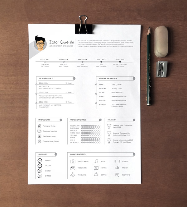 Kostenloses professionelles Lebenslauf (CV)-Template für Grafikdesigner