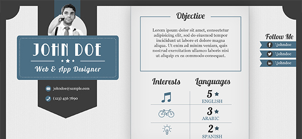 Kostenlose PSD Retro Design Lebenslaufvorlage