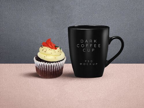 Dark Coffee Mug PSD Mockup