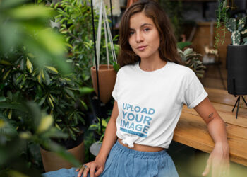Woman Wearing T-Shirt - Free Mockup
