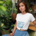 Woman Wearing T-Shirt - Free Mockup