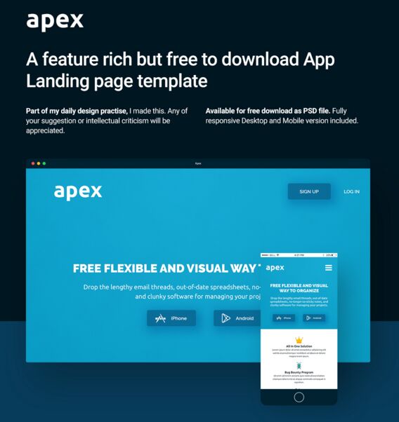 Apex – Free App Landing Page