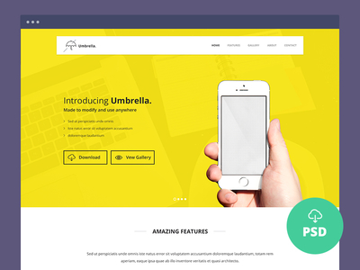 Umbrella – Ultimate App Landing Page PSD Template