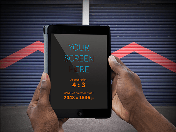Hands holding iPad – realistic mockup