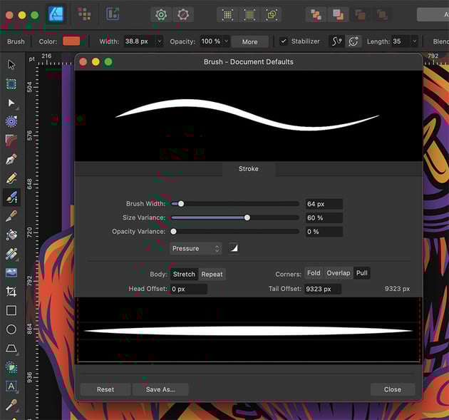Erweiterte Stifteingabeunterstützung von Affinity Designer
