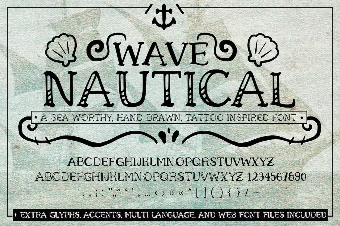 Wave - Handgezeichnete Nautische Schriftart