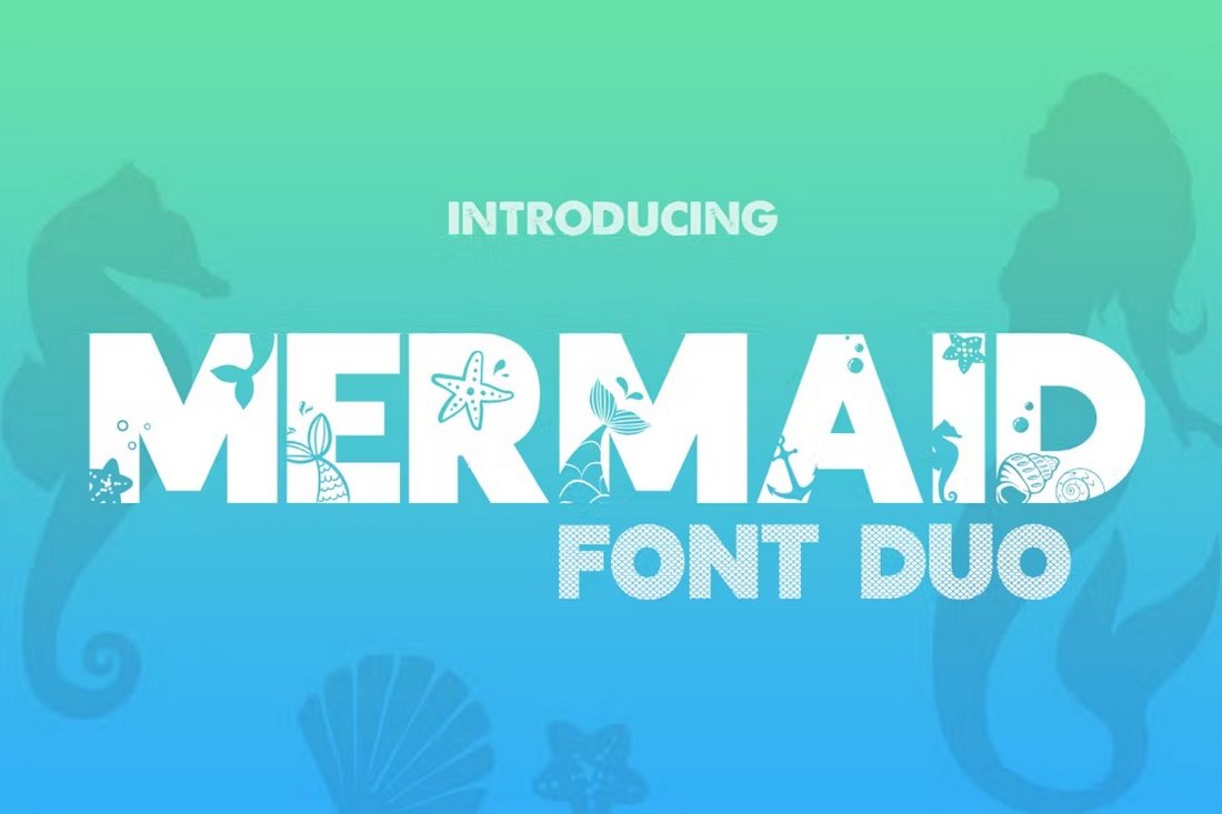 Mermaid - Ozean-Themenschriftart-Duo