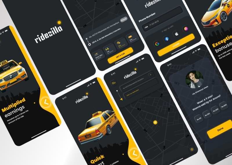 Free UI Kit for Taxi Booking Apps
