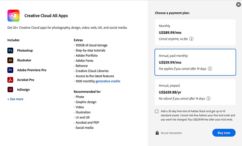 Adobe Preise Stand November 2023