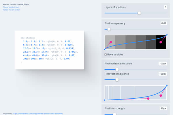 Glatte Schatten Tiny CSS Tools für Webdesigner