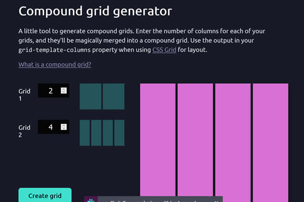 Compound Grid Generator Tiny CSS Tools für Webdesigner