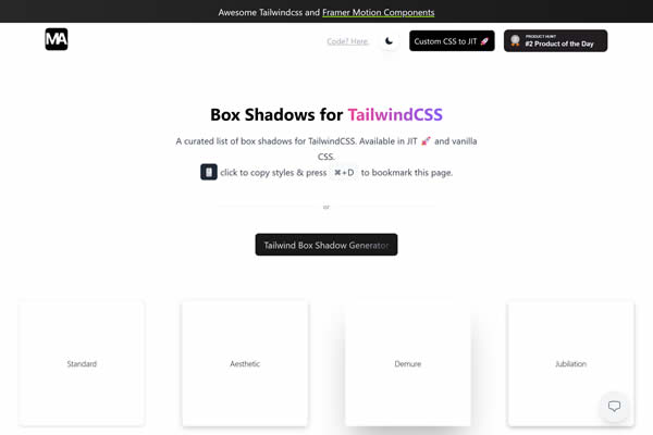 Benutzerdefinierte Boxschatten Tiny CSS Tools für Webdesigner