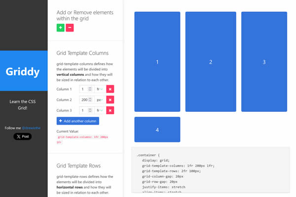 Griddy Tiny CSS Tools für Webdesigner