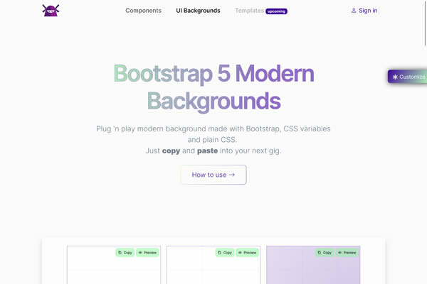 Bootstrap-Hintergründe Tiny CSS Tools für Webdesigner
