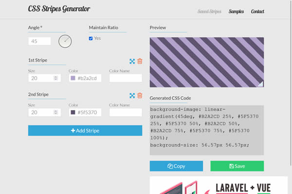 Stripes Generator Tiny CSS Tools für Webdesigner
