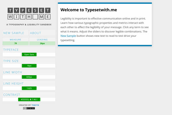 Typeset with Me Tiny CSS Tools für Webdesigner