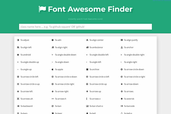 FontAwesome Finder Tiny CSS Tools für Webdesigner