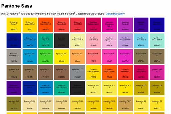 Pantone Sass Tiny CSS Tools für Webdesigner