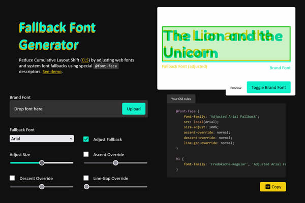 Fallback Font Generator Tiny CSS Tools für Webdesigner
