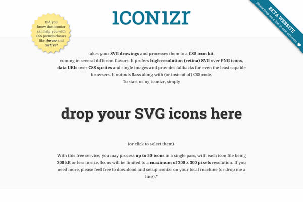 Iconizr Tiny CSS Tools für Webdesigner