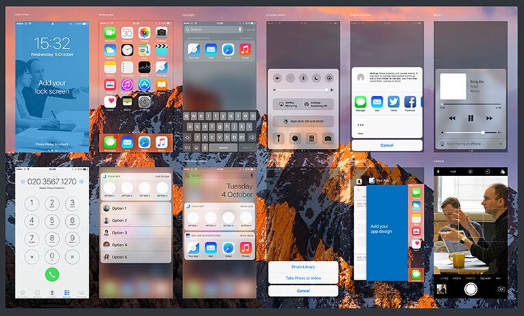 iOS 10 GUI (iPhone 7) PSD/Sketch