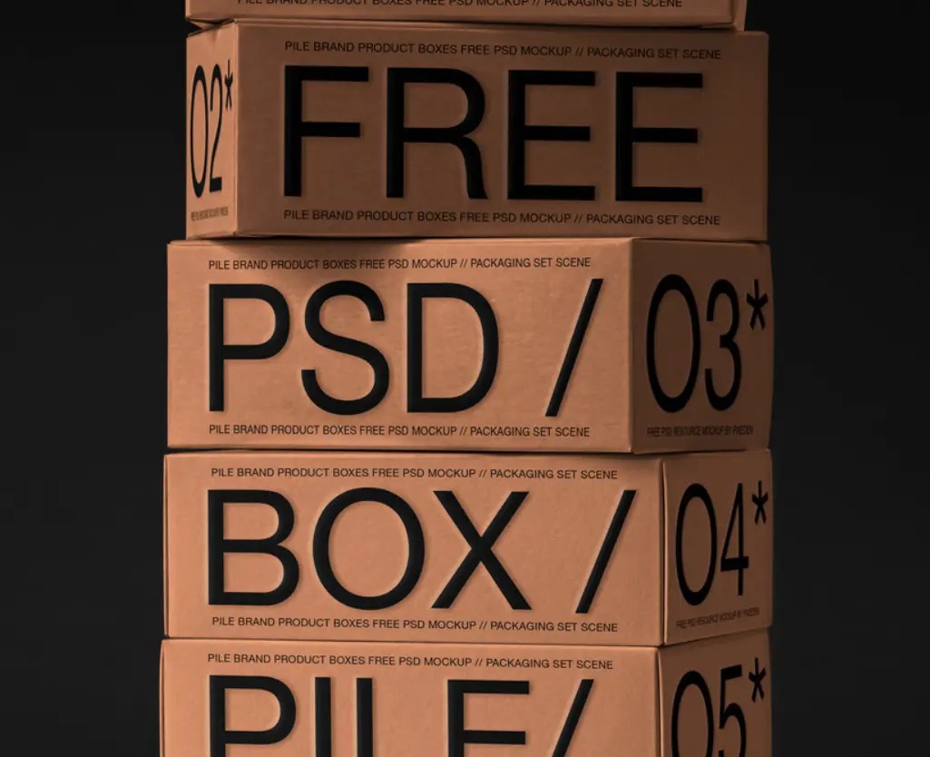 Branding Product Box Pile Psd Mockup