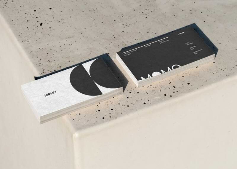 Free Business Card Mockup on Marble Surface