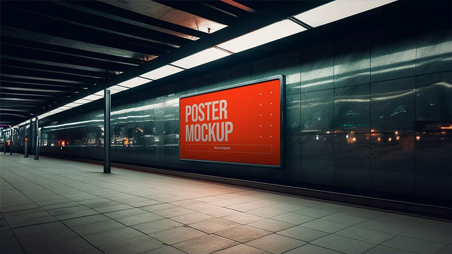 Kostenloses gerahmtes beleuchtetes Poster Mockup PSD